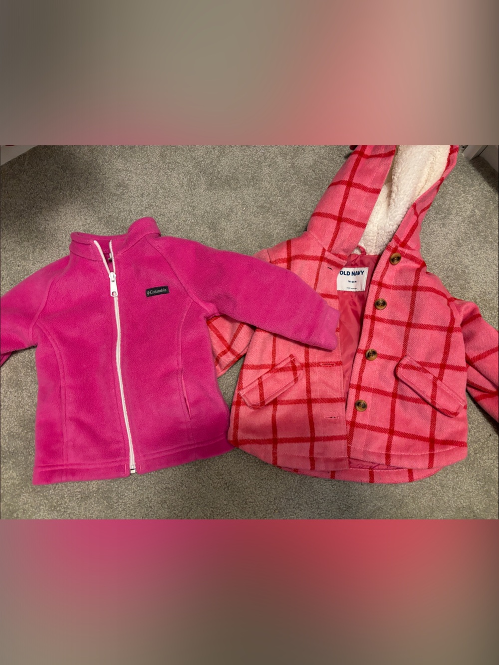 Columbia Pink Fleece Jacket for Kid AND Old Navy coat!